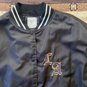 Orange Kiss Black Bomber Jacket with LA Embroidery